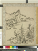 清沈宗敬山水　册　江岸望山,绘画,山水,树木,建筑