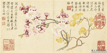 清钱维城画花卉　册　红黄杏花,绘画,花草