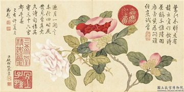 清钱维城画花卉　册　山茶玫瑰,绘画,花草