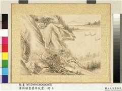 清蒋檙画叠翠效灵　册　澄江帆影,绘画,山水,船,人物,建筑,树木,器用