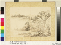 清蒋檙画叠翠效灵　册　暝色秋林,绘画,山水,建筑,树木,花草