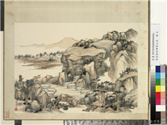 清永瑢仿诸家山水　册　仿黄公望山水,绘画,山水,树木,建筑