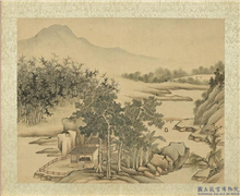 清永瑢画兰藻延晖　册　梧竹清阴,绘画,山水,树木,建筑