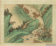 清永瑢画兰藻延晖　册　夏山浓绿,绘画,山水,树木,建筑,船