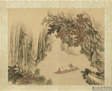清永瑢画兰藻延晖　册　扁舟载鹤,绘画,山水,人物,树木,翎毛,船