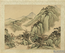 清永瑢画兰藻延晖　册　谿桥枫迳,绘画,山水,树木,建筑