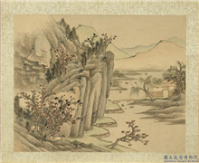 清永瑢画兰藻延晖　册　寒林村落,绘画,山水,树木,建筑
