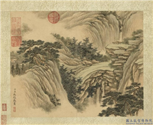 清永瑢画兰藻延晖　册　绝壑松风,绘画,山水,树木,花草,建筑