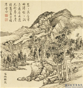 清董诰仿古山水　册　溪林明瑟,绘画,山水,树木,建筑