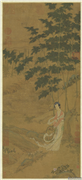 元刘贯道竹林仙子　轴,绘画,人物,树木,山水,花草,建筑,器用