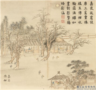 清董诰画开韶集庆　册　嘉宴传柑,绘画,节令与二十四节气,山水,人物,树木,建筑,器用,果蔬