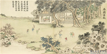 清董诰画开韶集胜　册　春园婴戏,绘画,山水,人物,树木,花草,建筑,器用