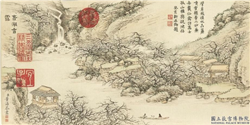 清董诰画开韶集胜　册　春湖香雪,绘画,山水,人物,树木,花草,翎毛,建筑,船