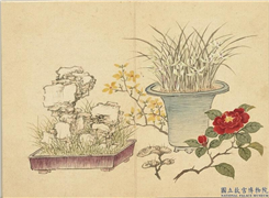 清董诰画韶景旉芳　册　奇石兰芝,绘画,山水,花草,器用