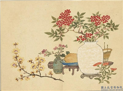 清董诰画韶景旉芳　册　天竺腊梅,绘画,花草,果蔬,器用