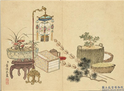 清董诰画韶景旉芳　册　兰芝辞岁,绘画,花草,器用,树木,五谷,果蔬