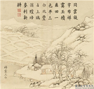 清董诰画饯腊迎祥　册　祥霙三白,绘画,节令与二十四节气,山水,人物,建筑,树木,器用