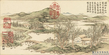 清董诰画清音荟景　册　春原牧笛,绘画,山水,人物,树木,走兽,建筑,器用