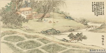 清董诰画清音荟景　册　绿畴麦浪,绘画,山水,人物,树木,五谷,翎毛,建筑,器用