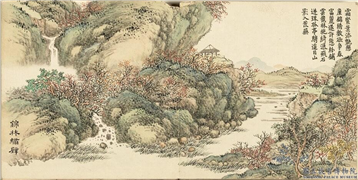 清董诰画清音荟景　册　锦林绣壁,绘画,山水,树木,花草,建筑