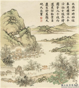 清董诰画履端纪丽　册　迎气东郊,绘画,山水,树木,建筑,人物,民俗技艺,船