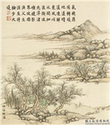 清董诰画履端纪丽　册　晴溪解冻,绘画,山水,树木,建筑,人物,器用