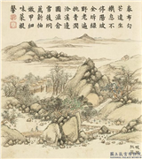清董诰画履端纪丽　册　暖风挑菜,绘画,山水,建筑,人物,器用,树木