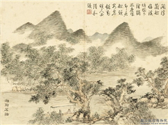 清董诰夏山十帧　册　湖船茗话,绘画,山水,树木,船,人物,器用
