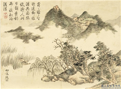 清董诰夏山十帧　册　柳溪过雨,绘画,山水,树木,船