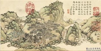 清董诰春台益寿　册　九如献寿,绘画,山水,树木
