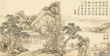 清董诰春台益寿　册　为酒介寿,绘画,山水,人物,器用,建筑,树木