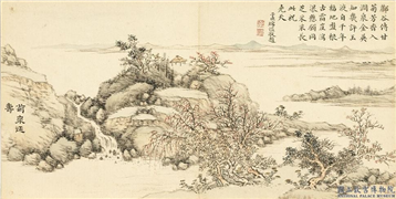 清董诰春台益寿　册　菊泉延寿,绘画,山水,建筑,花草,树木