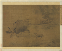 宋李唐乳牛图　轴,绘画,人物,走兽,山水,树木,花草