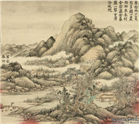 清董诰万春集庆　册　万家春雨,绘画,山水,树木,人物,器用,船,建筑