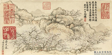 清董诰寿春衍庆　册　梅寿先春,绘画,山水,花草,建筑