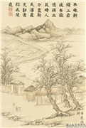 清董诰寿寓登丰　册　布谷催耕,绘画,山水,树木,人物,器用,建筑,翎毛