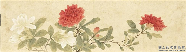 清董诰画花卉　册　石榴栀子,绘画,花草