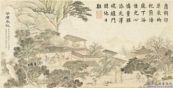 清戴衢亨长嬴瑞景　册　芳原采杞,绘画,经史-故事,山水,人物,树木,花草,建筑,器用