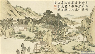 清戴衢亨中天胪胜　册　兰沼新凉,绘画,山水,树木,建筑,器用