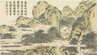 清戴衢亨中天胪胜　册　松涛昼静,绘画,山水,树木,建筑,器用