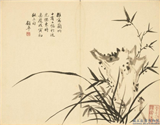 清顾皋兰竹十二幅　册　画傍石兰竹,绘画,树木,花草,山水