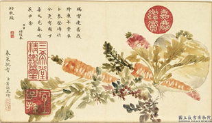 清黄钺春嵘瑶圃　册　春菜挑香,绘画,果蔬