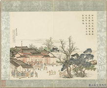 清黄钺画京辇春熙　册　萧寺商灯,绘画,节令与二十四节气,建筑,山水,器用,人物,树木,其他,食品