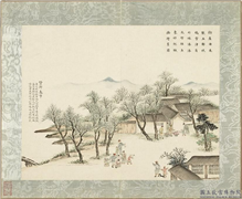 清黄钺画京辇春熙　册　货郎春市,绘画,节令与二十四节气,人物,山水,树木,走兽,水中动植物,建筑,器用