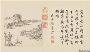 清张宗苍画避暑山庄三十六景图上册　册　西岭晨霞,绘画,山水,建筑,树木