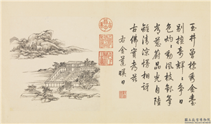 清张宗苍画避暑山庄三十六景图下册　册　金莲暎日,绘画,山水,树木,花草,建筑