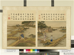 清陈枚画耕织图　册　游荫,绘画,民俗技艺,山水,器用,人物,树木,花草,翎毛,建筑