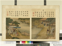 清陈枚画耕织图　册　择茧,绘画,民俗技艺,器用,山水,人物,树木,建筑