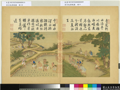 清冷枚耕织图　册　拔秧,绘画,器用,人物,山水,树木,建筑