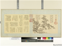 清金廷标仿陈书画　册　怪石古柏,绘画,树木,山水